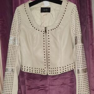 Akira Cream Studded/Rhinestone Embellished Women's Jacket